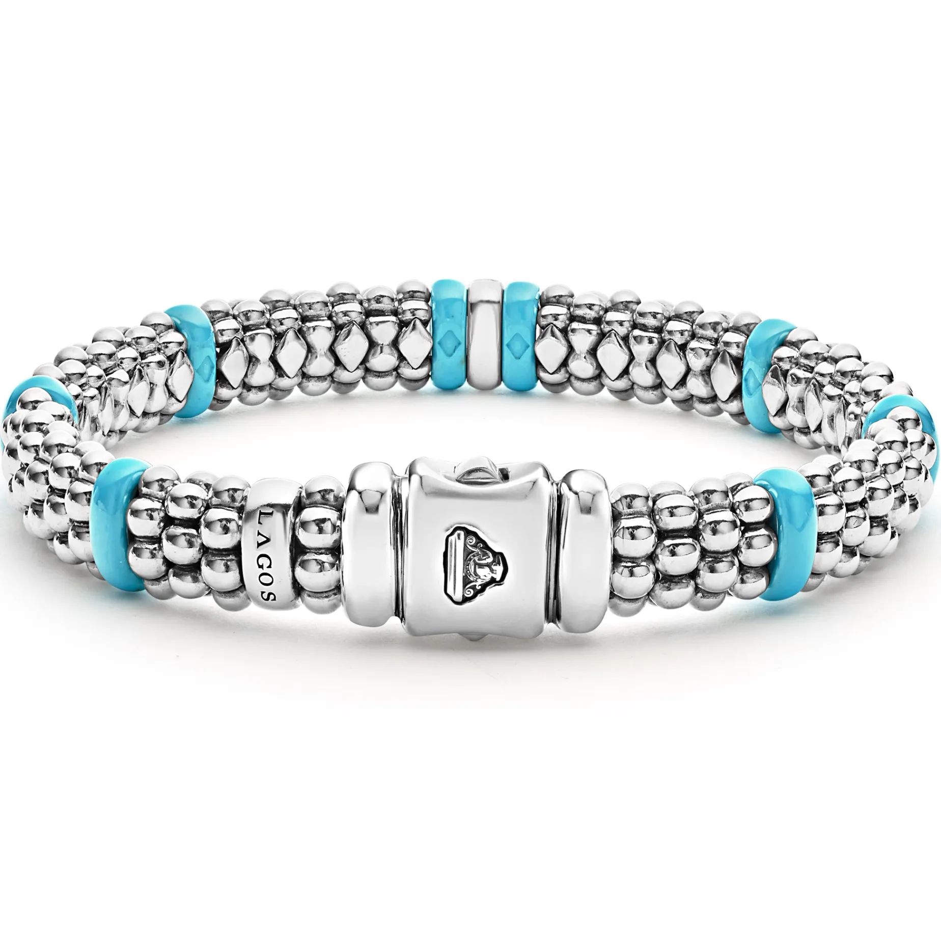 Single Station Diamond Caviar Bracelet | 9mm