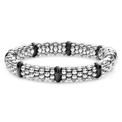 Single Station Diamond Caviar Bracelet | 9mm
