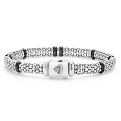 Single Station Diamond Caviar Bracelet | 6mm