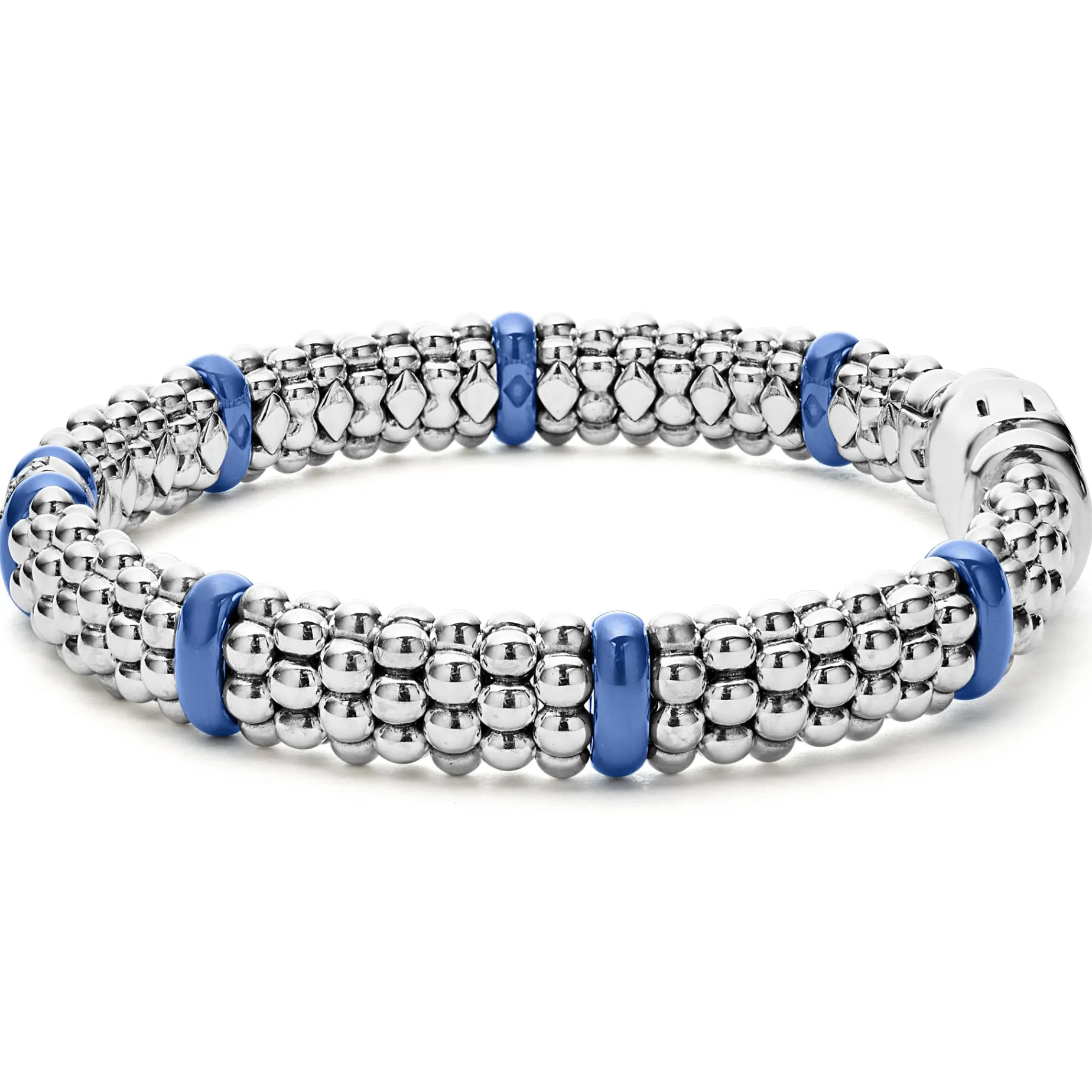 Single Station Diamond Caviar Bracelet | 9mm