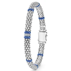 Single Station Diamond Caviar Bracelet | 6mm
