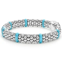 Single Station Diamond Caviar Bracelet | 9mm