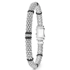 Single Station Diamond Caviar Bracelet | 6mm