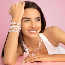 Single Station Diamond Caviar Bracelet | 9mm