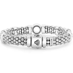 Single Station Diamond Circle Caviar Bracelet | 9mm