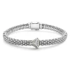 Single Station Pyramid Diamond Caviar Bracelet | 6mm