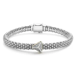 Single Station Pyramid Diamond Caviar Bracelet | 6mm