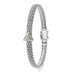 Single Station Pyramid Diamond Caviar Bracelet | 6mm