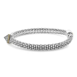 Single Station Pyramid Diamond Caviar Bracelet | 6mm