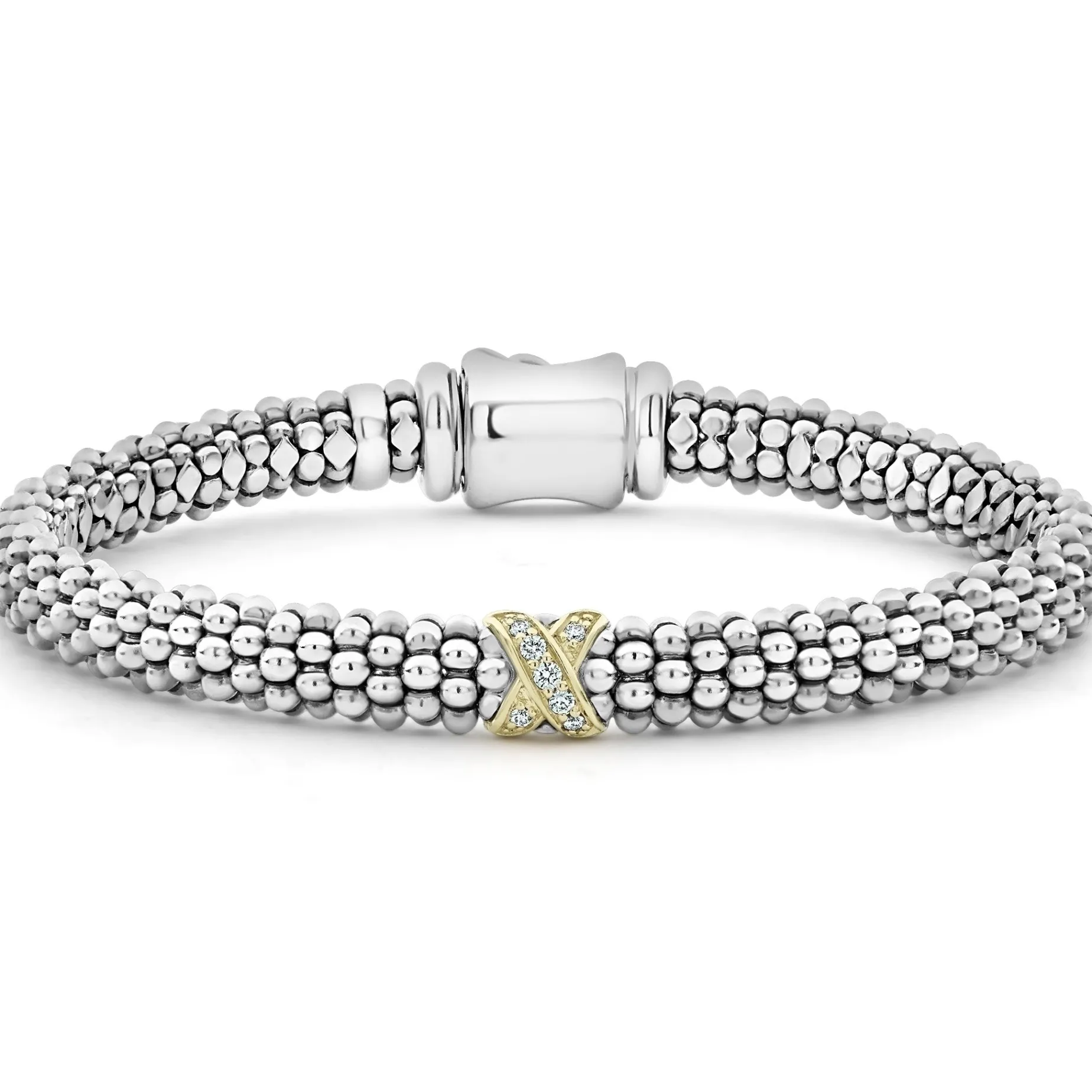 Single Station X Two-Tone Diamond Bracelet | 6mm