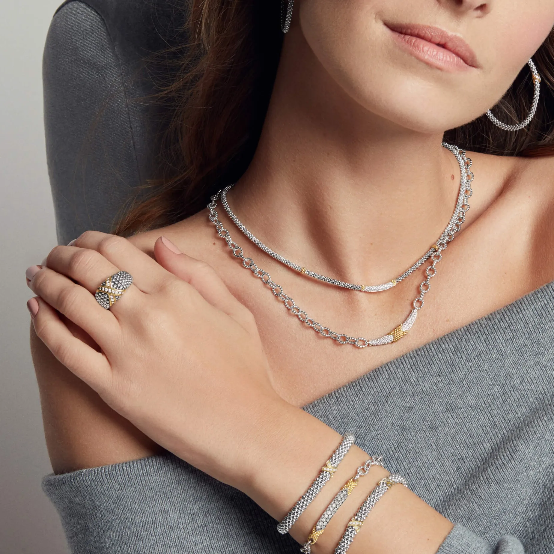 Single Station X Two-Tone Diamond Bracelet | 6mm