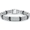 Six Station Diamond Caviar Bracelet | 9mm