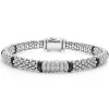 Six Station Diamond Caviar Bracelet | 6mm