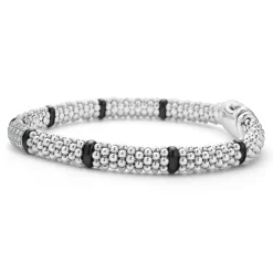 Six Station Diamond Caviar Bracelet | 6mm