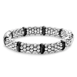Six Station Diamond Caviar Bracelet | 9mm