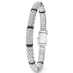 Six Station Diamond Caviar Bracelet | 6mm