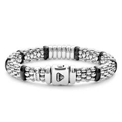 Six Station Diamond Caviar Bracelet | 9mm
