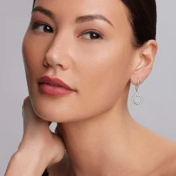 Small Caviar Circle Diamond Drop Earrings