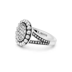 Small Caviar Circle Diamond Ring