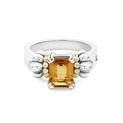 Small Emerald-Cut Citrine Ring