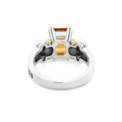 Small Emerald-Cut Citrine Ring