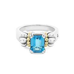 Small Emerald-Cut Swiss Blue Topaz Ring