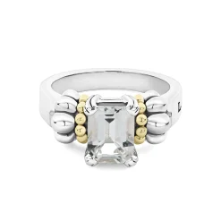 Small Emerald-Cut White Topaz Ring