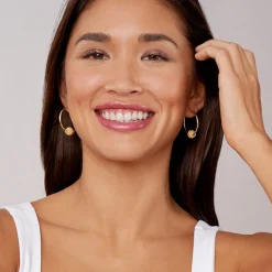 Small 18K Gold Caviar Ball Hoop Earrings
