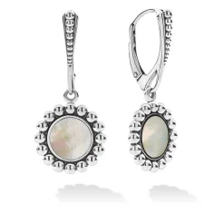 Small Mother of Pearl Circle Drop Earrings