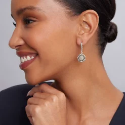 Small Mother of Pearl Circle Drop Earrings