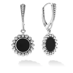 Small Onyx Circle Drop Earrings