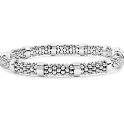 Small Single Station Diamond Circle Caviar Bracelet | 6mm