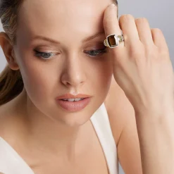 Small Smokey Quartz Statement Ring
