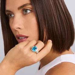 Small Swiss Blue Topaz Statement Ring