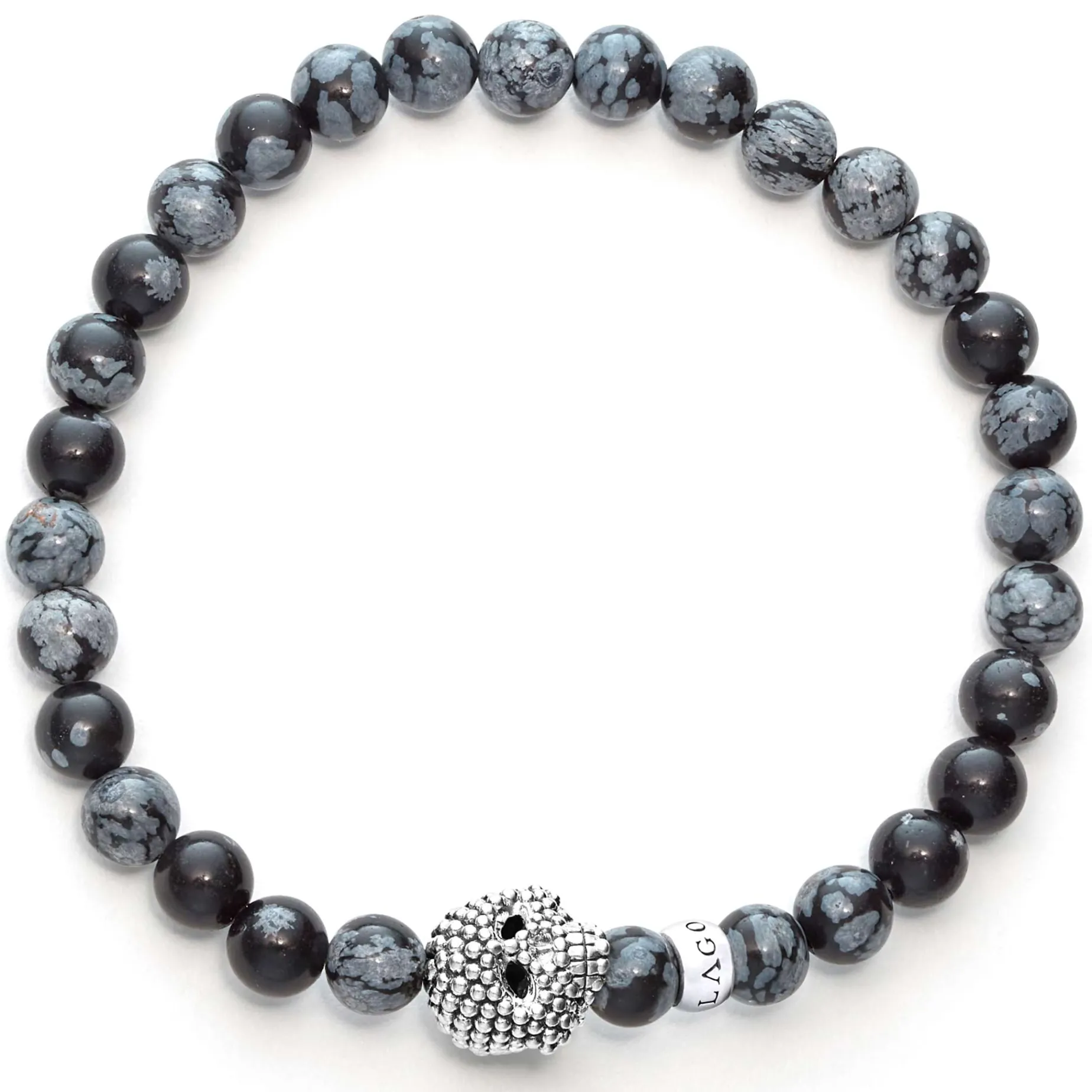 Snowflake Obsidian Skull Bracelet