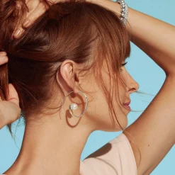 Statement Pearl Hoop Earrings