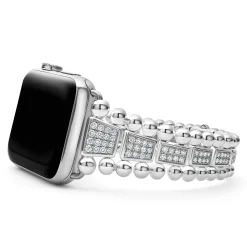 Sterling Silver Full Diamond Watch Bracelet-42-49mm
