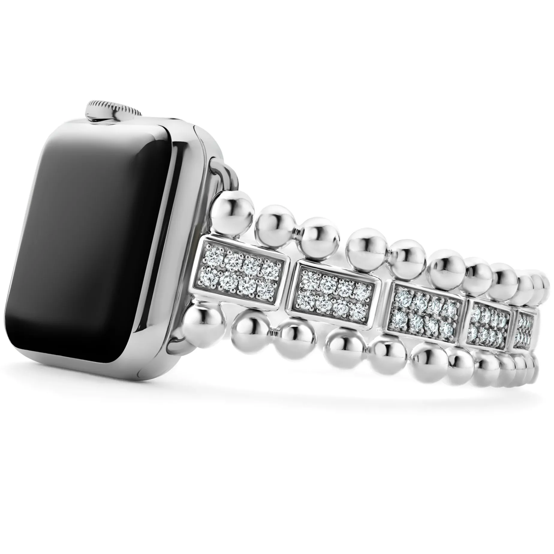 Sterling Silver Full Diamond Watch Bracelet-38-45mm