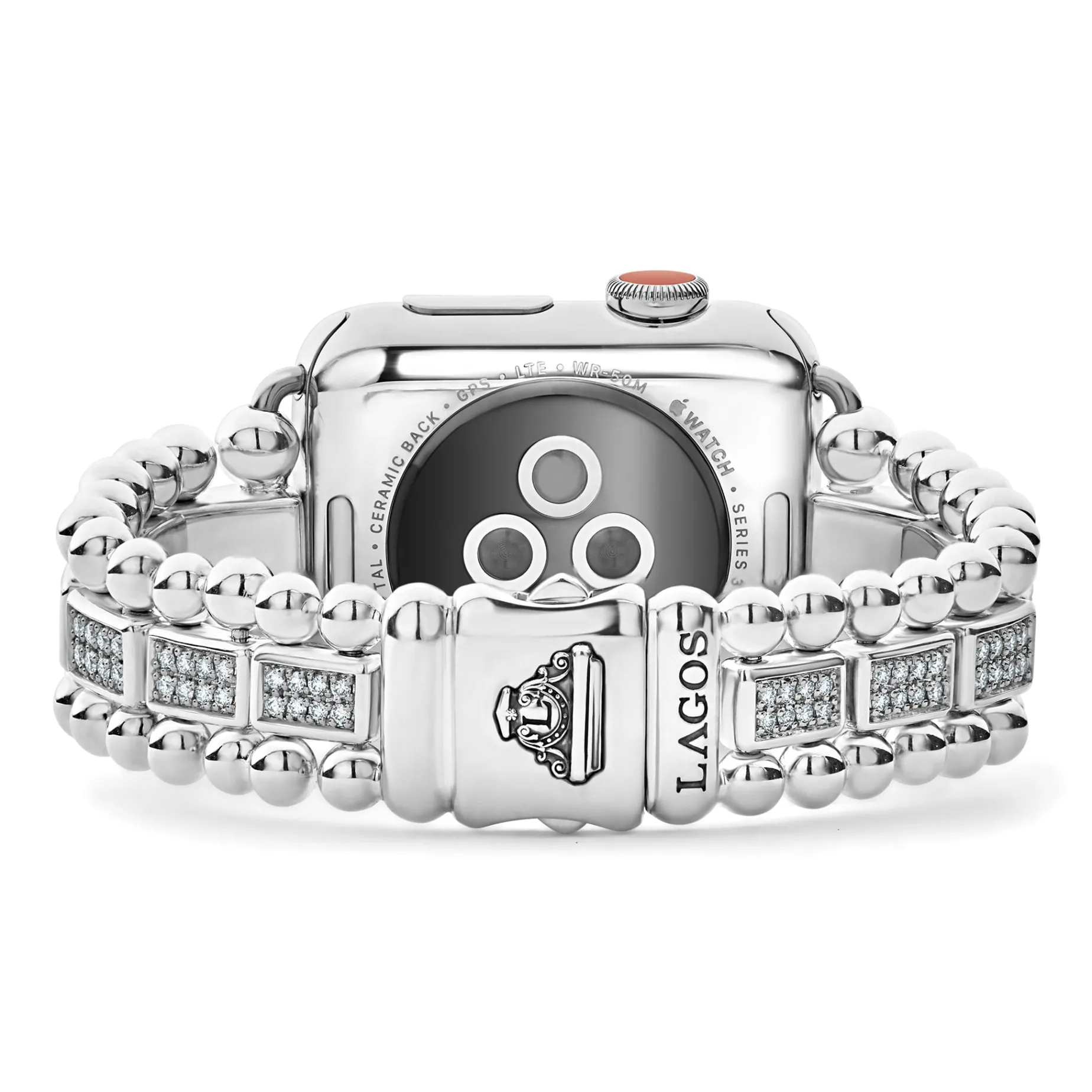 Sterling Silver Full Diamond Watch Bracelet-38-45mm