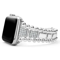 Sterling Silver Half Diamond Watch Bracelet-42-49mm