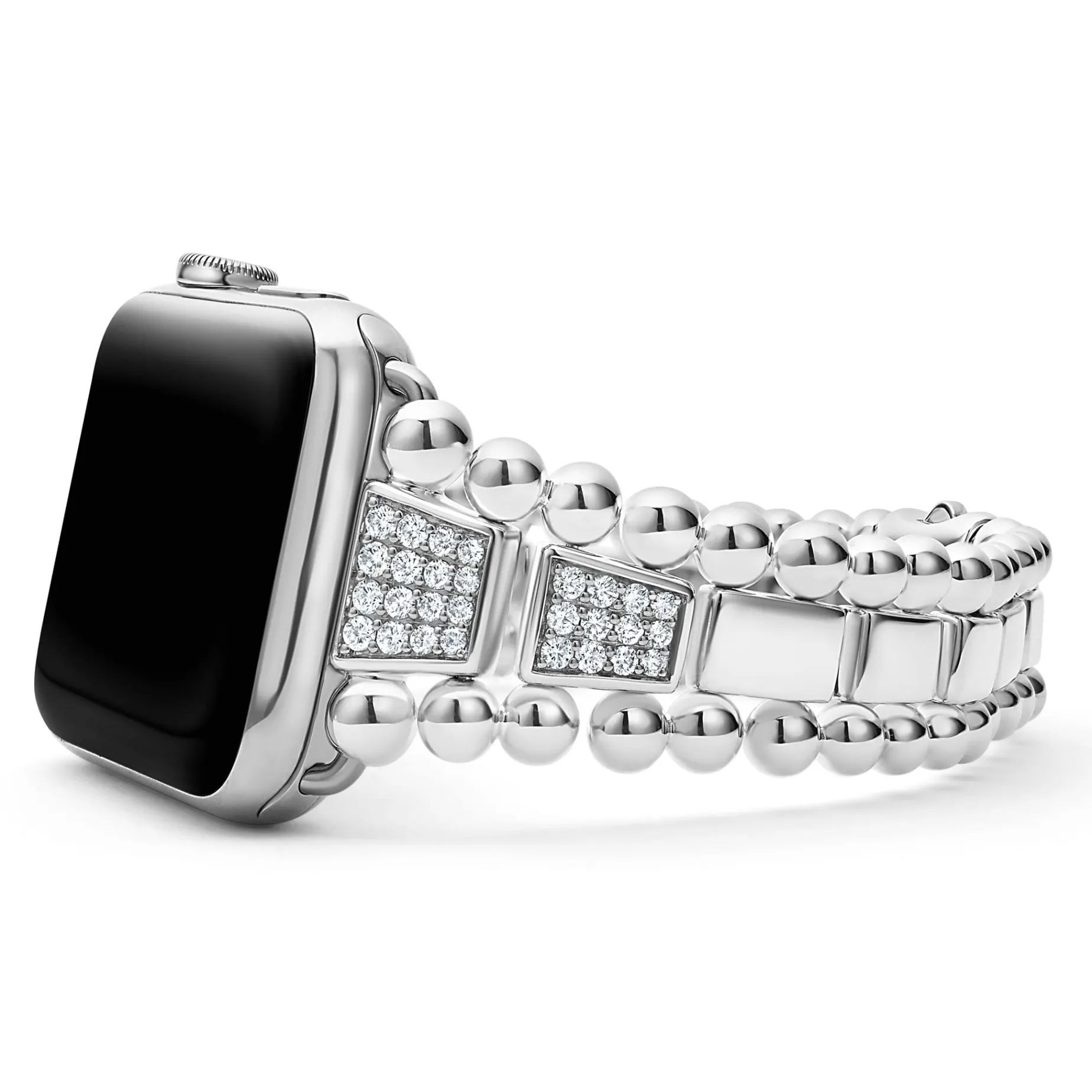 Sterling Silver Half Diamond Watch Bracelet-42-49mm