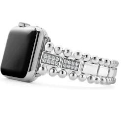 Sterling Silver Half Diamond Watch Bracelet-38-45mm