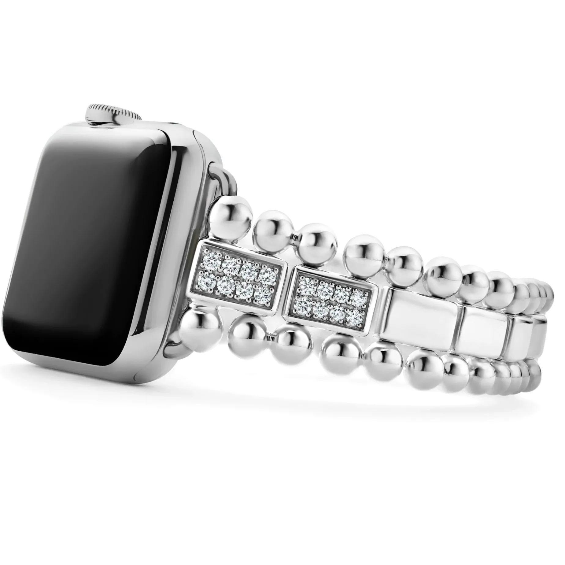Sterling Silver Half Diamond Watch Bracelet-38-45mm