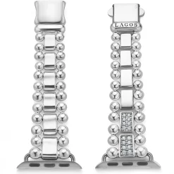 Sterling Silver Half Diamond Watch Bracelet-38-45mm