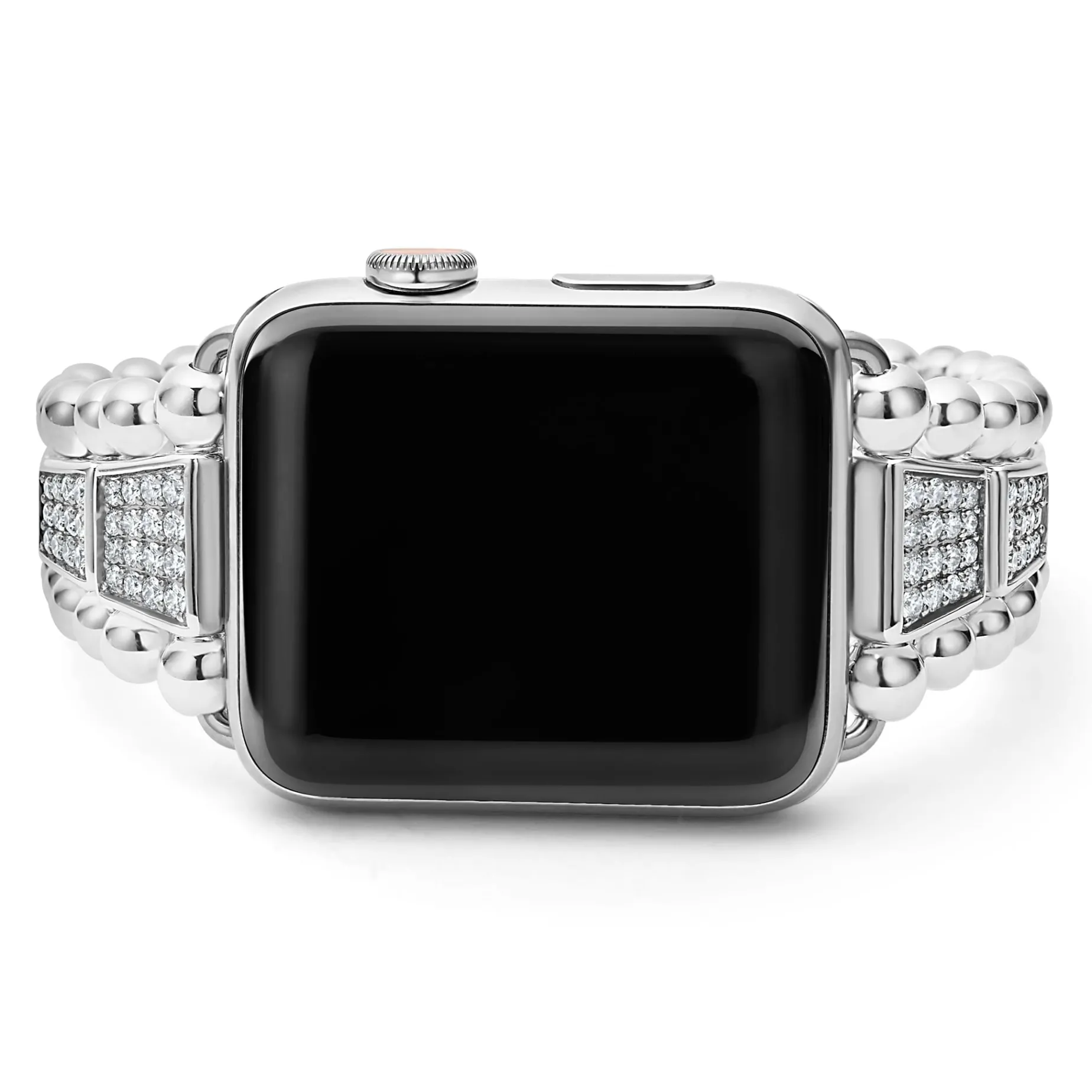 Sterling Silver Half Diamond Watch Bracelet-42-49mm