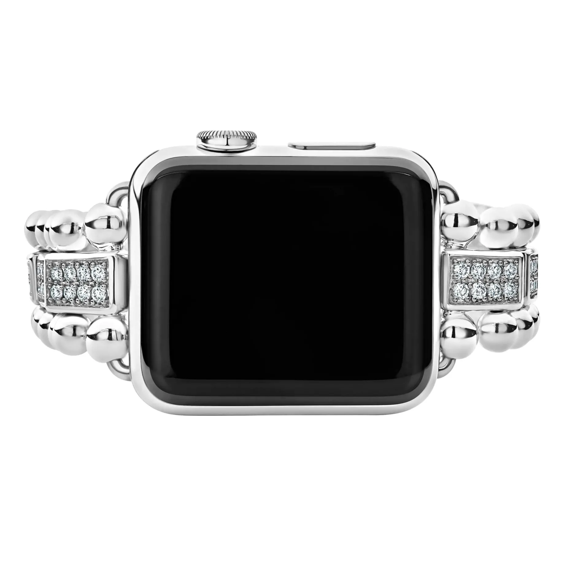 Sterling Silver Half Diamond Watch Bracelet-38-45mm