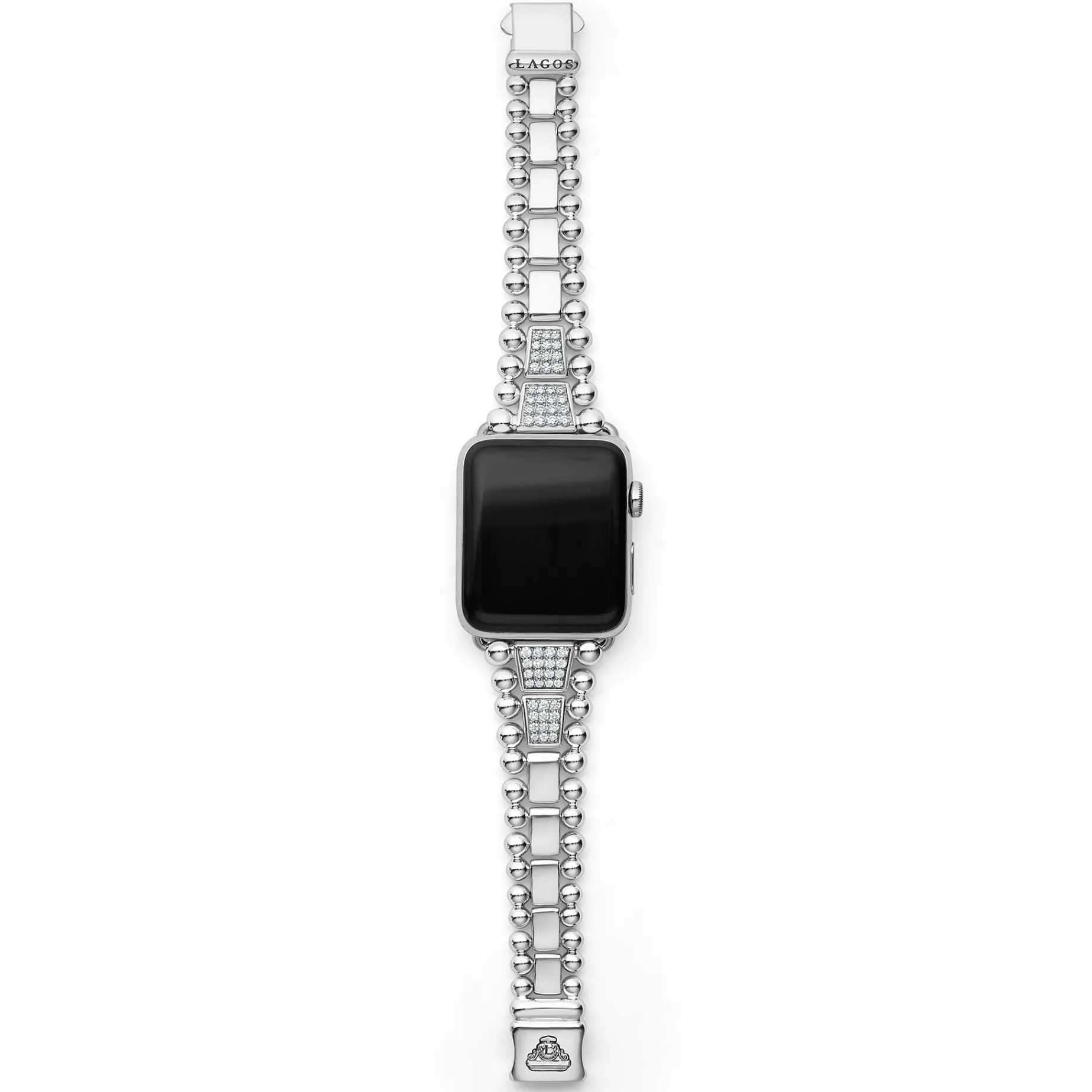 Sterling Silver Half Diamond Watch Bracelet-42-49mm