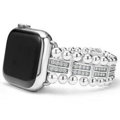 Sterling Silver Two-Row Diamond Watch Bracelet - 38-45mm