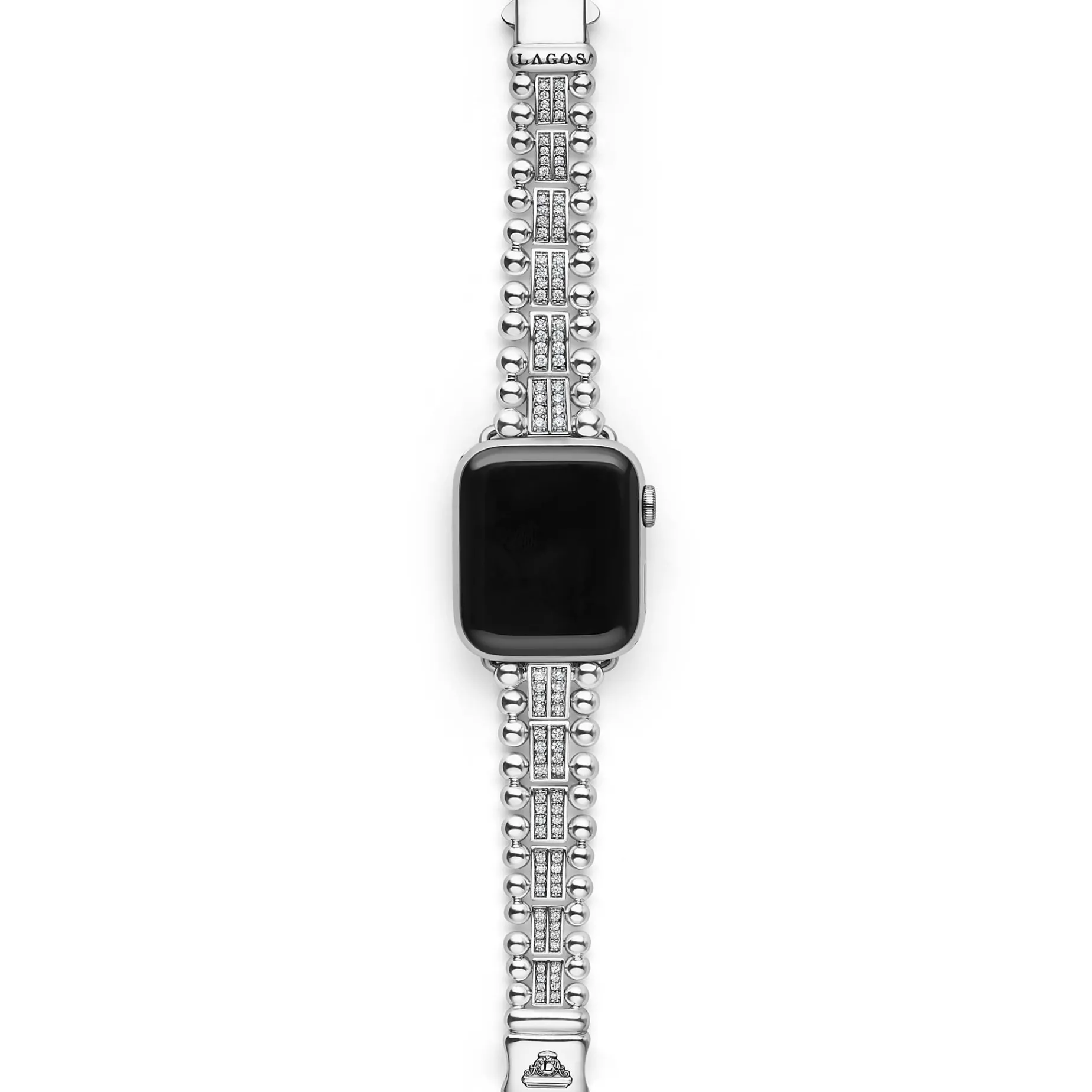 Sterling Silver Two-Row Diamond Watch Bracelet - 38-45mm