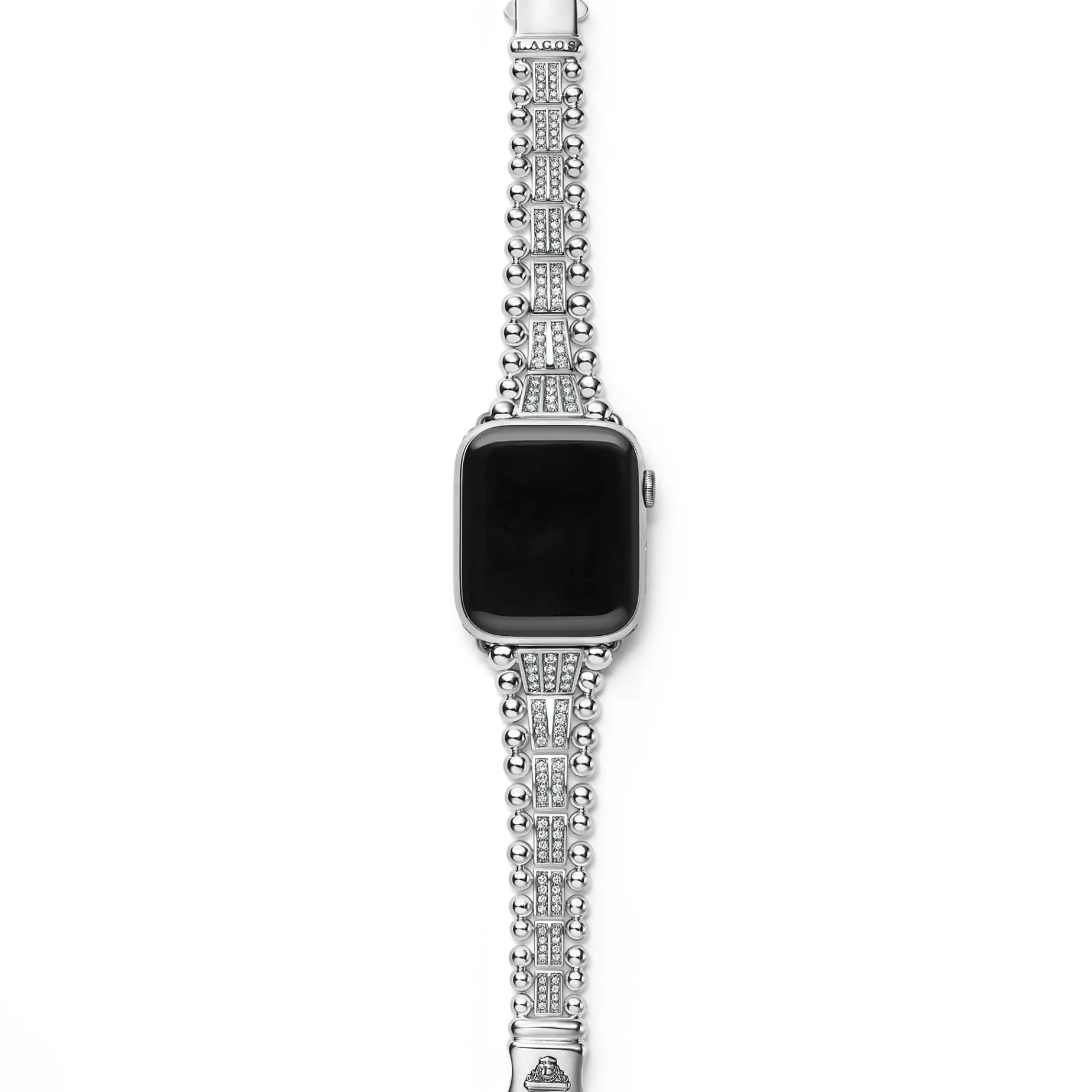 Sterling Silver Two-Row Diamond Watch Bracelet - 42-49mm